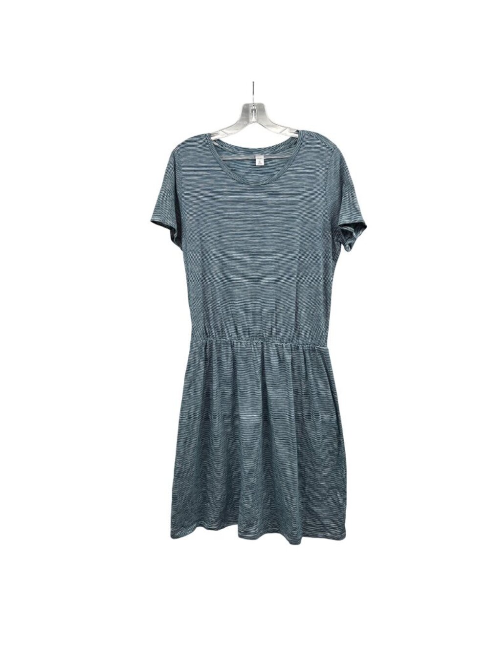 Old Navy Striped T-Shirt Dress Short Sleeve Blue/White Elastic Waist Large Tall